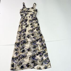 Silence + Noise Floral MIDI Dress Women's Small Chiffon Sleeveless Overlay Slit